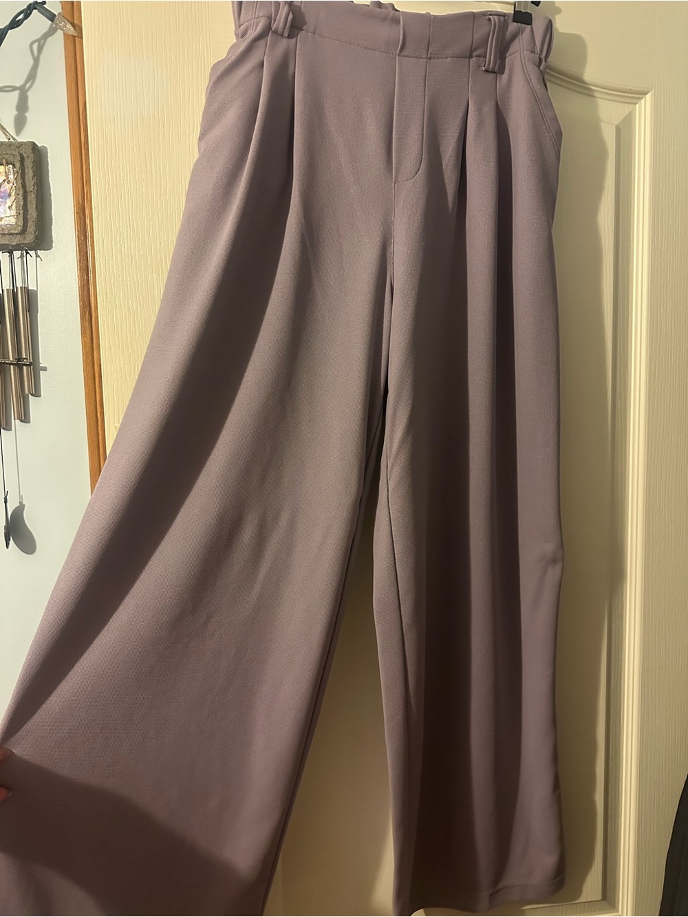 Wide-Leg Lavender Trousers – High-Rise Women's Pants